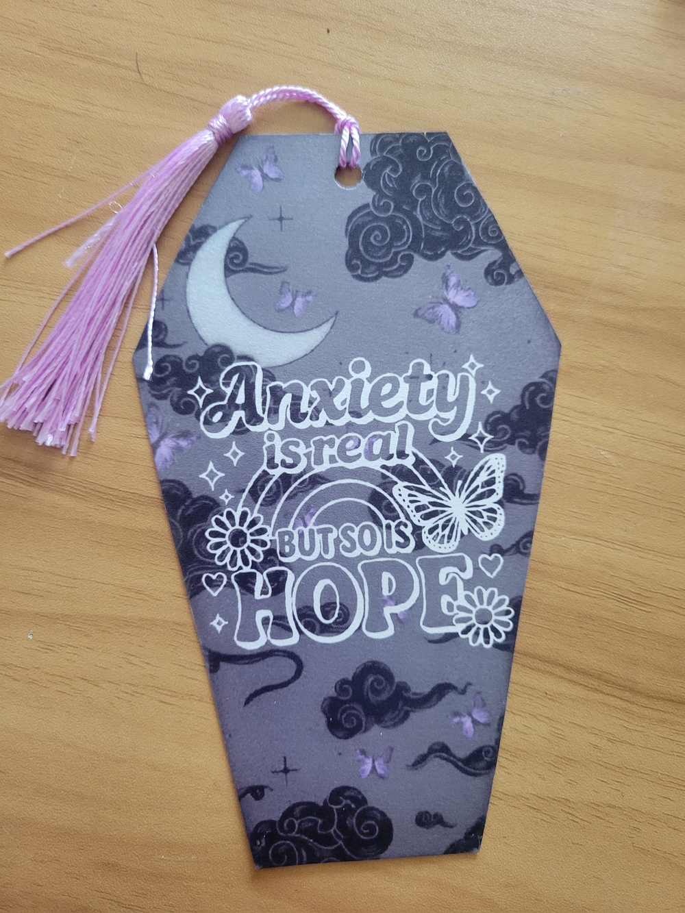 🖤NEW 🖤Inspirational Coffin Bookmark  - 'Anxiety is Real but So is Hope'